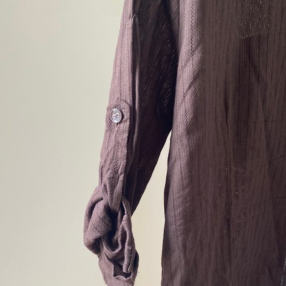 Karen Scott Chocolate Brown Textured Blouse - Picture 4 of 5